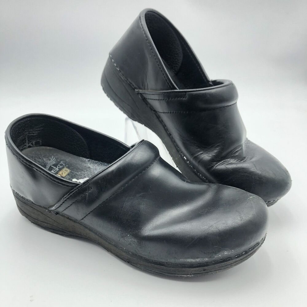 Dansko XP 2.0 Womens Black Leather Round Toe Block Heel Clog Shoes Size 41